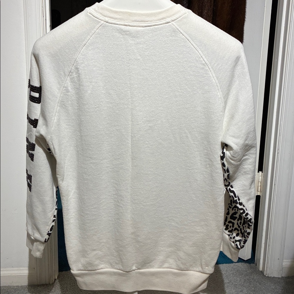 Victoria's Secret PINK Black and White Leopard Sequin Sweatshirt - Picture 4 of 6
